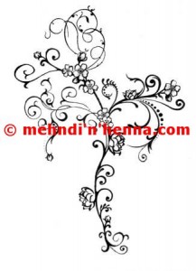 Floral Vine Henna Tattoo With Pug Tails