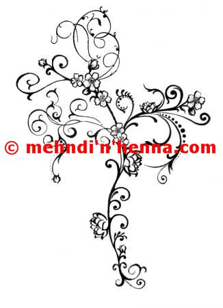 Henna Tattoos Pictures on Floral Vine Henna Tattoo With Pug Tails
